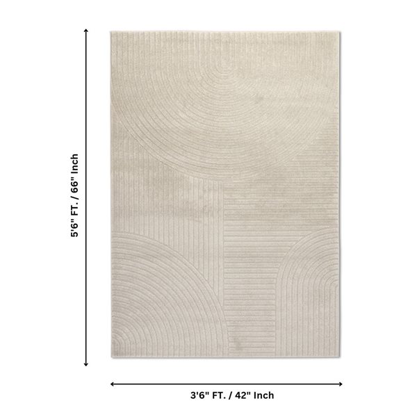 Erbanica 3-ft 6-in x 5-ft 6-in Elio Geometric Indoor Rectangle Soft Area Rug - Grey/Beige