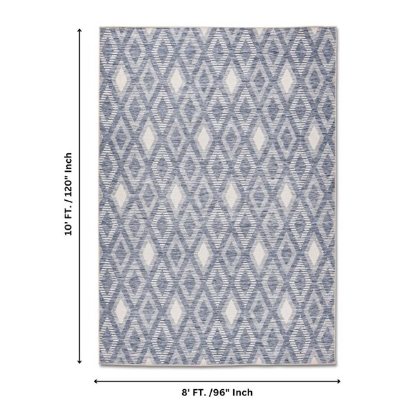 Erbanica 8 x 10-ft Twilight Diamond Grid Outdoor Rectangle Rug - Blue