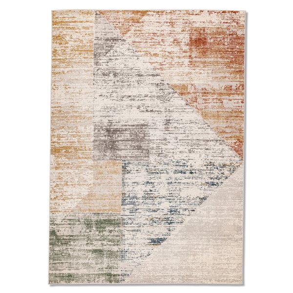 Erbanica 8 x 11-ft Kopfkino Geometric Distressed Indoor Rectangle Rug - Grey/Cream