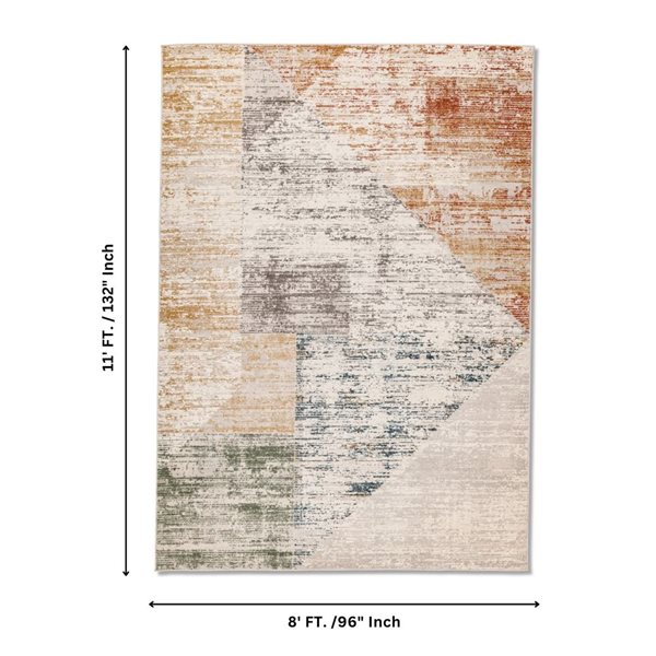 Erbanica 8 x 11-ft Kopfkino Geometric Distressed Indoor Rectangle Rug - Grey/Cream