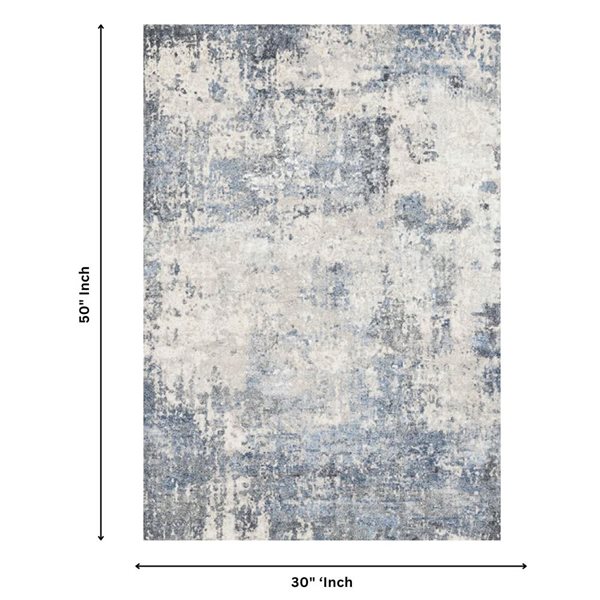 Erbanica 30 x 50-in Brio Washable Nonslip Modern Rectangle Rug - Grey Marble