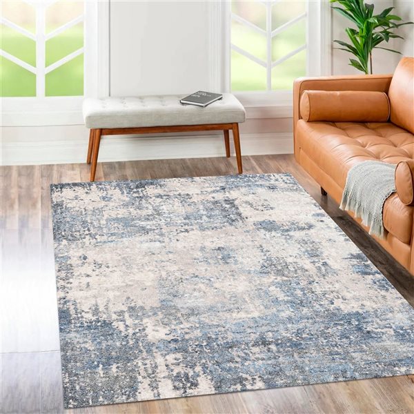 Erbanica 30 x 50-in Brio Washable Nonslip Modern Rectangle Rug - Grey Marble