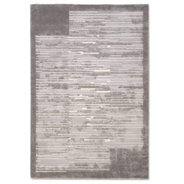 Erbanica 3-ft 3-in x 5-ft Sherpa Distressed Lines Indoor Rectangle Rug - Grey/Ivory