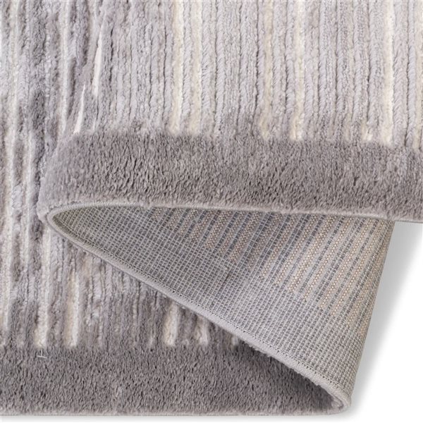 Erbanica 3-ft 3-in x 5-ft Sherpa Distressed Lines Indoor Rectangle Rug - Grey/Ivory