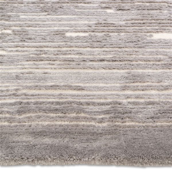 Erbanica 3-ft 3-in x 5-ft Sherpa Distressed Lines Indoor Rectangle Rug - Grey/Ivory
