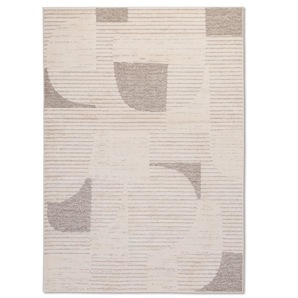 Erbanica 5-ft 3-in x 7-ft 6-in Elio Abstract Shape Indoor Rectangle Soft Rug - Beige