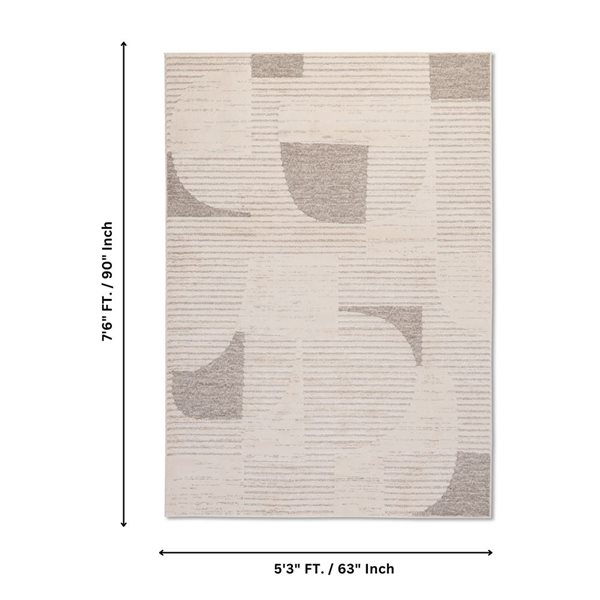 Erbanica 5-ft 3-in x 7-ft 6-in Elio Abstract Shape Indoor Rectangle Soft Rug - Beige