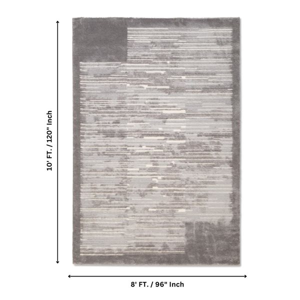 Erbanica 8 x 10-ft Sherpa Distressed Lines Indoor Rectangle Rug - Grey/Ivory