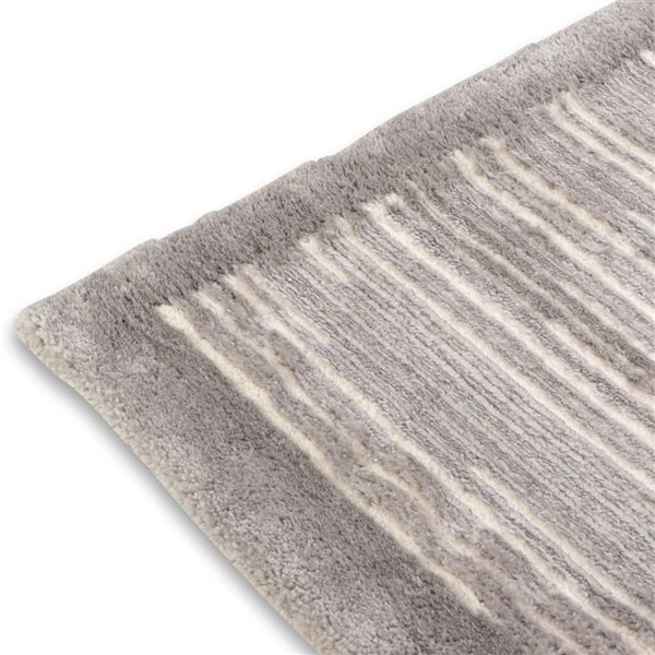 Erbanica 8 x 10-ft Sherpa Distressed Lines Indoor Rectangle Rug - Grey/Ivory