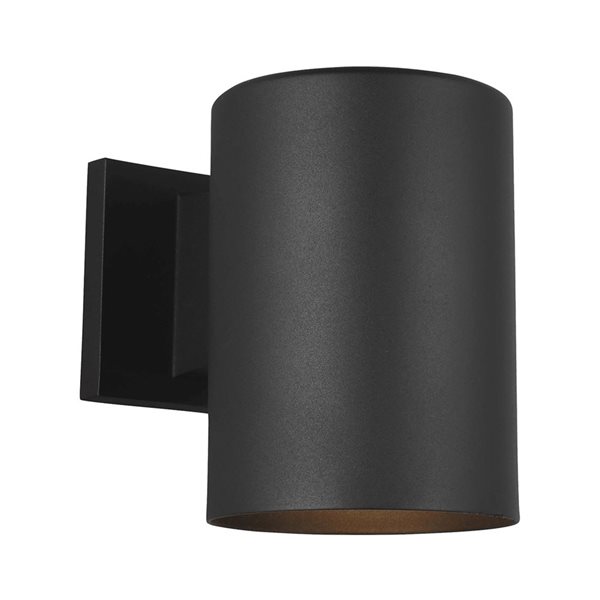 Generation Lighting Cylinders Small 1-Light Small Outdoor Aluminum Wall Sconce - Black