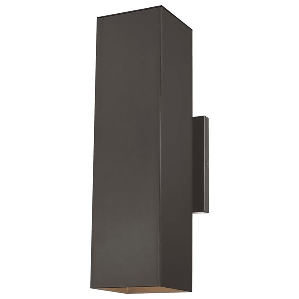 Generation Lighting Pohl 5 W x 18.5-in H Black Metal 2-Light Modern Outdoor Rectangle Wall Sconce