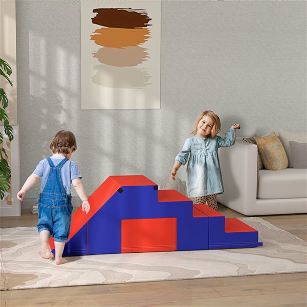 Qaba 2 Pcs Crawl and Climb Indoor Foam Play Set for Toddlers - Dark Blue