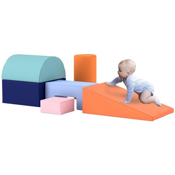 Lot 7 Blocs D'escalade En Mousse Montessori – Rampe, Tunnel, Housses Lavables, Antidérapant