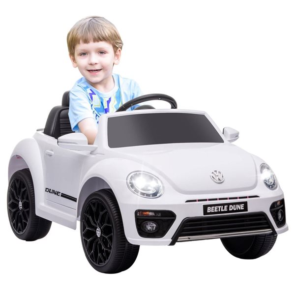 Qaba Kids' 12 V Volkswagen Beetle Ride-On Electric Car w/ Parent Remote Control - White