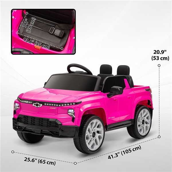 Qaba Kids' 12 V Chevrolet Silverado Ride-On Electric Car w/ Back Storage + Suspension and Remote Control - Pink