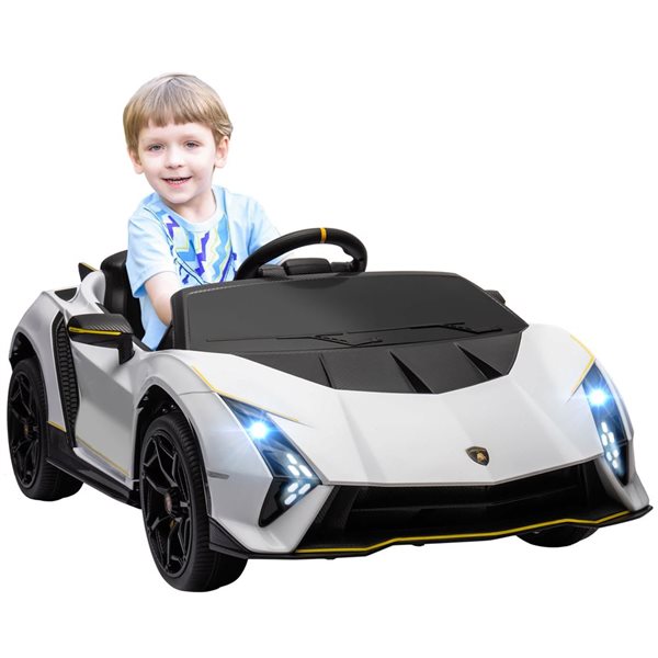 Qaba Kids' 12 V Lamborghini Electric Car w/ Butterfly Doors - White