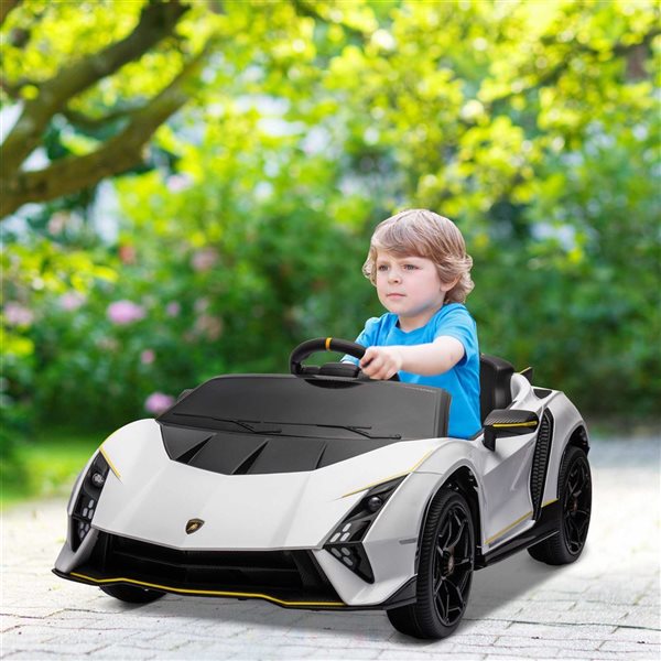Qaba Kids' 12 V Lamborghini Electric Car w/ Butterfly Doors - White