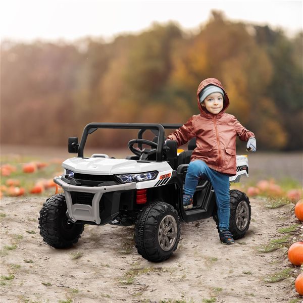 Aosom Kids' 12 V 2-Seat Ride-On Electric UTV w/ Dump Bed and Parent Remote Control - White