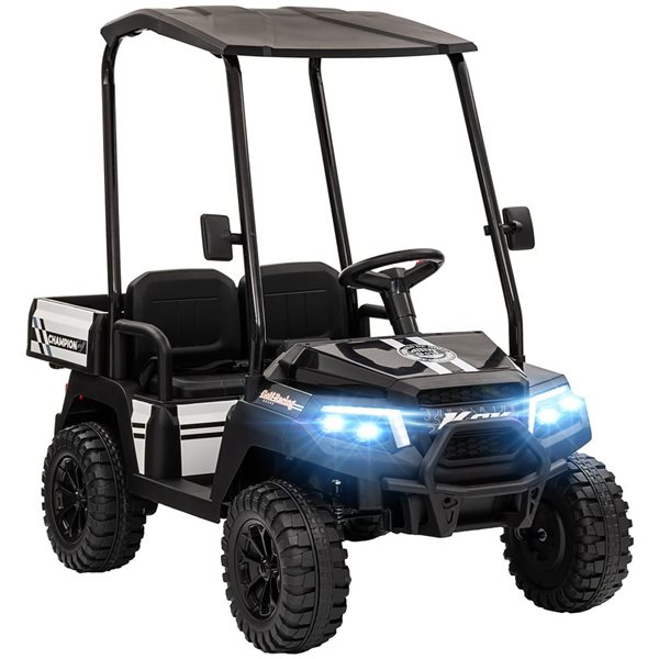 Qaba Kids' 24 V 2-Seat Ride-On Electric UTV Car w/ Remote Control + Soft Start and Storage - Black