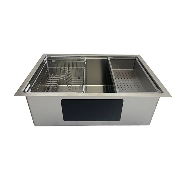Unique Home Supplies 27-in Stainless Steel Undermount Single Bowl Workstation Kitchen Sink w/ Accessories