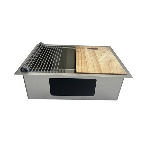 Unique Home Supplies 27-in Stainless Steel Undermount Single Bowl Workstation Kitchen Sink w/ Accessories