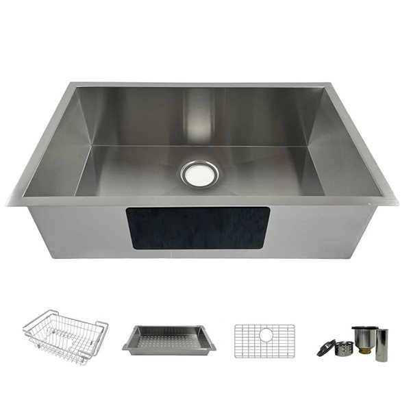 Unique Home Supplies 30-in Stainless Steel Undermount Single Bowl Kitchen Sink w/ Accessories