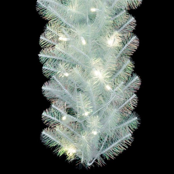 Vickerman Indoor Pre-Lit 9-ft x 14-in White Iridescent Artificial Garland with 100 Warm White LED Lights