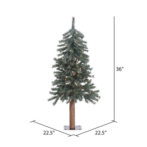 Vickerman 3-ft Natural Bark Alpine Pre-Lit Artificial Christmas Tree with Warm White LED Lights