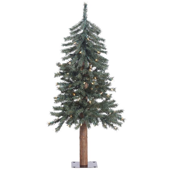 Vickerman 3-ft Natural Bark Alpine Pre-Lit Artificial Christmas Tree with Warm White LED Lights