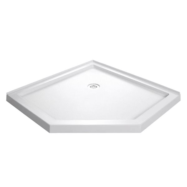 Turin LowStep 42 x 42-in White Acrylic Non-Slip Surface Corner-Mounted Neo-Angle Shower Base