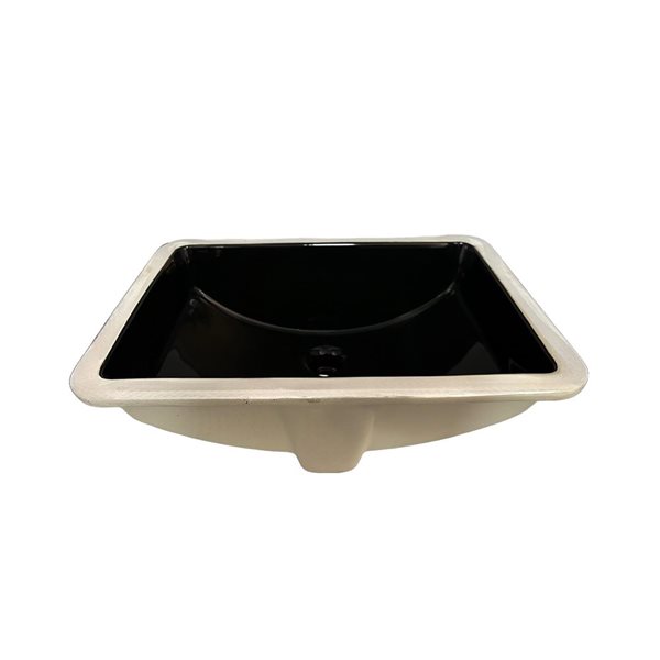 Unique Home Supplies 18-in Rectangular Ceramic Bathroom Vanity w/ Undermount Vessel Sink - Black