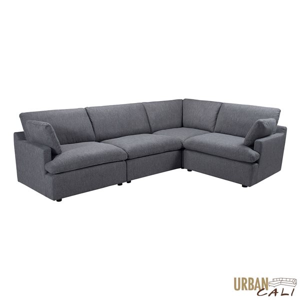 Urban Cali Long Beach 121.5-in W Grey Polyester Blend Fabric Medium Modular L-Shaped Sectional Sofa
