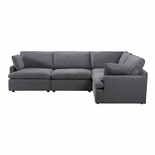 Urban Cali Long Beach 121.5-in W Grey Polyester Blend Fabric Medium Modular L-Shaped Sectional Sofa