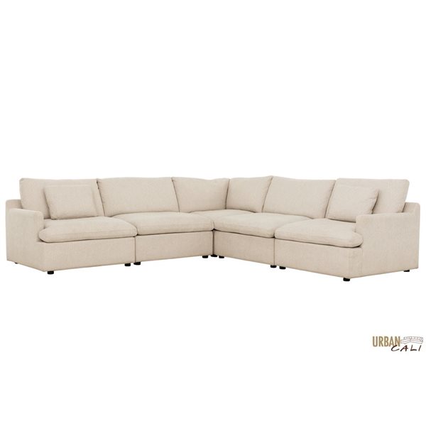 Urban Cali Long Beach 121.5-in W Axel Beige Polyester Fabric Modular Corner Sectional Sofa
