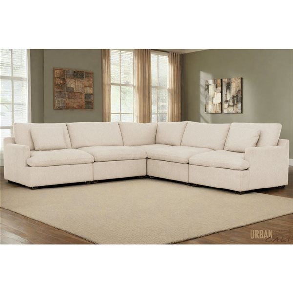 Urban Cali Long Beach 121.5-in W Axel Beige Polyester Fabric Modular Corner Sectional Sofa