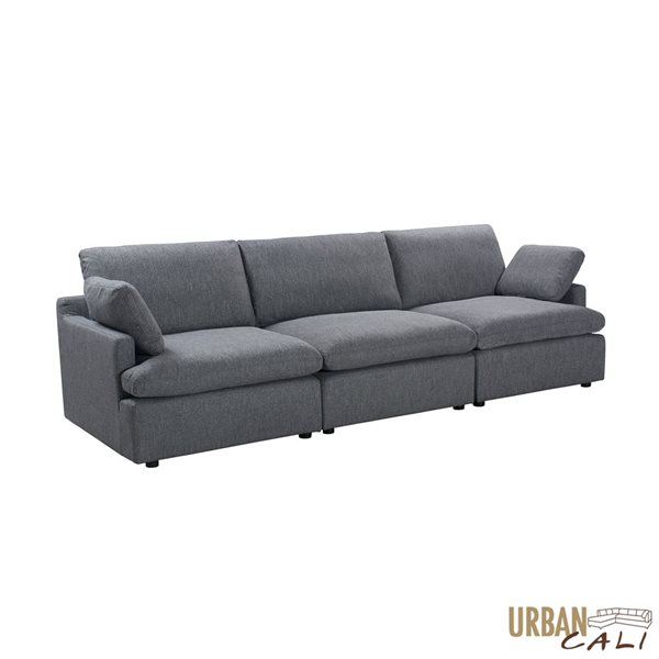 Urban Cali Long Beach 121.5-in W Grey Polyester Blend Fabric Modern Modular Sofa