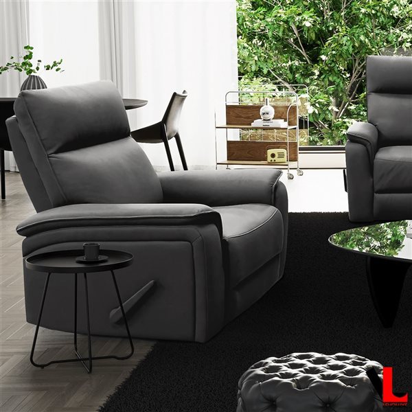 Levoluxe Sereno 36-in Jaxxon Smoke Polyester Blend Fabric Modern Rocking Reclining Chair