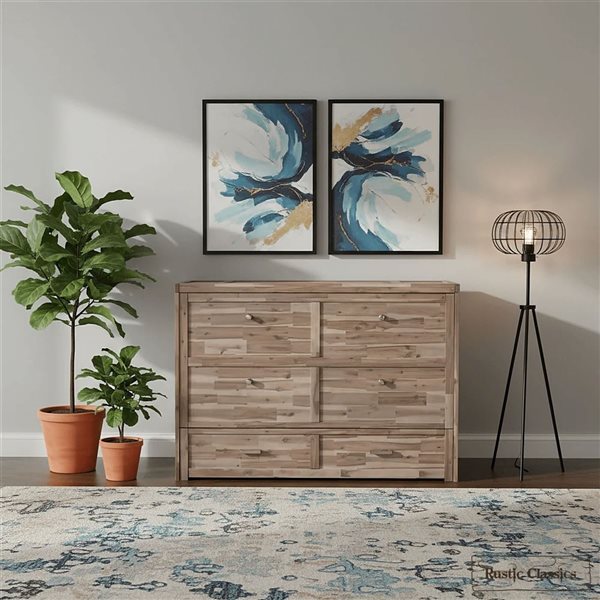 Rustic Classics Stow Queen Size Murphy Bed Cabinet w/ Gel Memory Foam Mattress - Beachwood