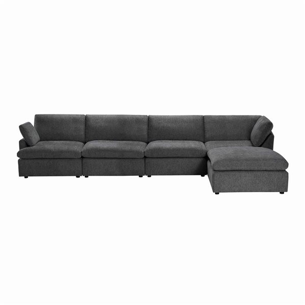 Urban Cali Long Beach 162-in W Blue Grey Polyester Blend Fabric Modular L-Shaped Sectional Sofa w/ Ottoman