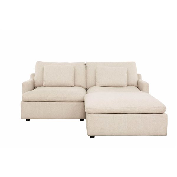 Urban Cali Long Beach 81-in W Axel Beige Polyester Blend Fabric Small Modular Sectional Sofa w/ Ottoman