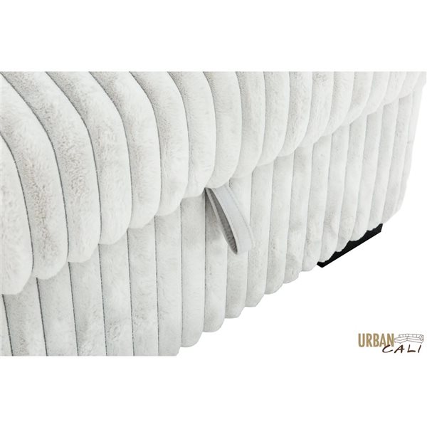 Urban Cali Atherton 123.25-in W Light Grey Plush Corduroy Large Sleeper Sectional w/ Right Storage Chaise