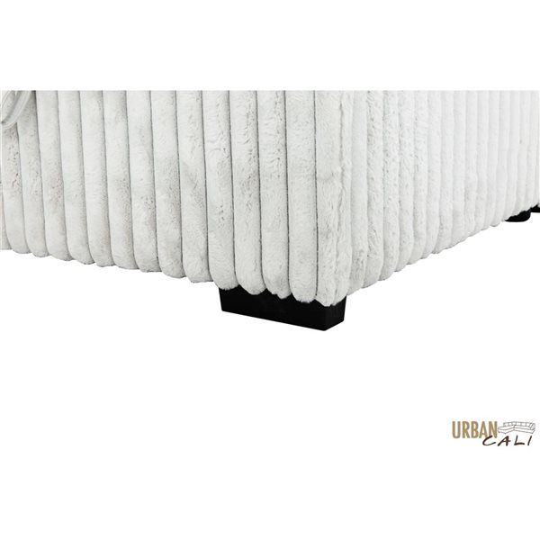 Urban Cali Atherton 123.25-in W Light Grey Plush Corduroy Large Sleeper Sectional w/ Right Storage Chaise