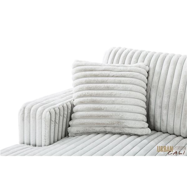 Urban Cali Atherton 123.25-in W Light Grey Plush Corduroy Large Sleeper Sectional w/ Right Storage Chaise