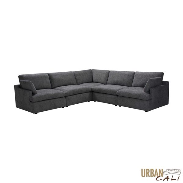 Urban Cali Long Beach 121.5-in W Blue Grey Polyester Fabric Modular Corner Sectional Sofa