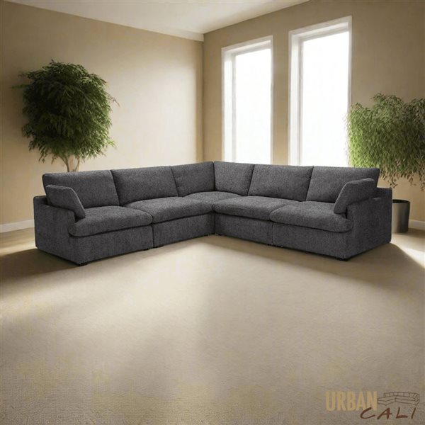 Urban Cali Long Beach 121.5-in W Blue Grey Polyester Fabric Modular Corner Sectional Sofa