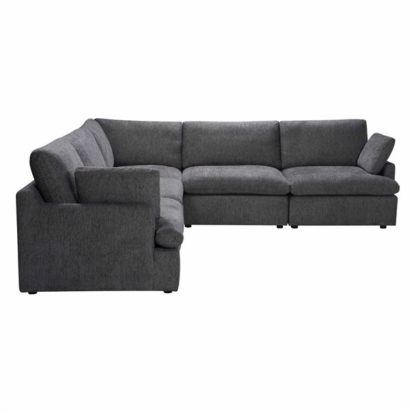 Urban Cali Long Beach 121.5-in W Blue Grey Polyester Fabric Modular Corner Sectional Sofa