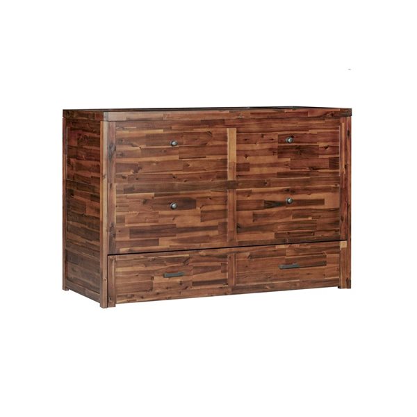 Rustic Classics Stow Queen Size Murphy Bed Cabinet w/ Gel Memory Foam Mattress - Cherry