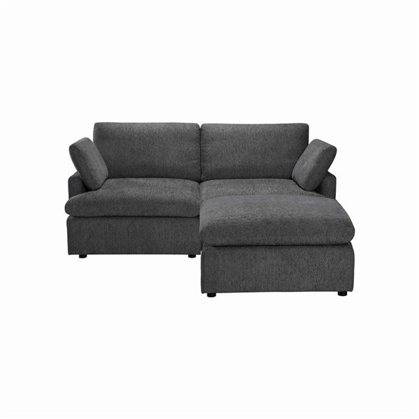 Urban Cali Long Beach 81-in W Blue Grey Polyester Blend Fabric Small Modular Sectional Sofa w/ Ottoman