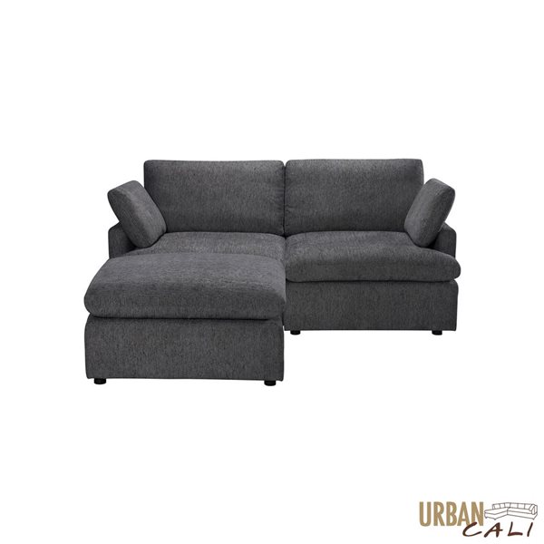 Urban Cali Long Beach 81-in W Blue Grey Polyester Blend Fabric Small Modular Sectional Sofa w/ Ottoman