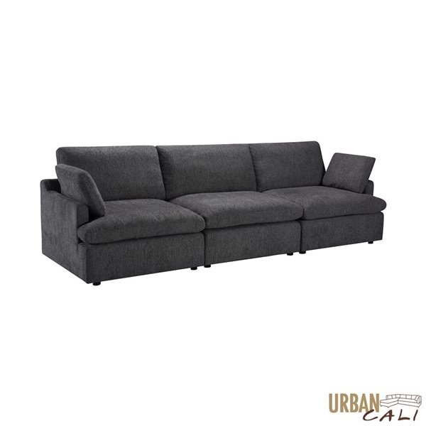 Urban Cali Long Beach 121.5-in W Blue Grey Polyester Blend Fabric Modern Modular Sofa